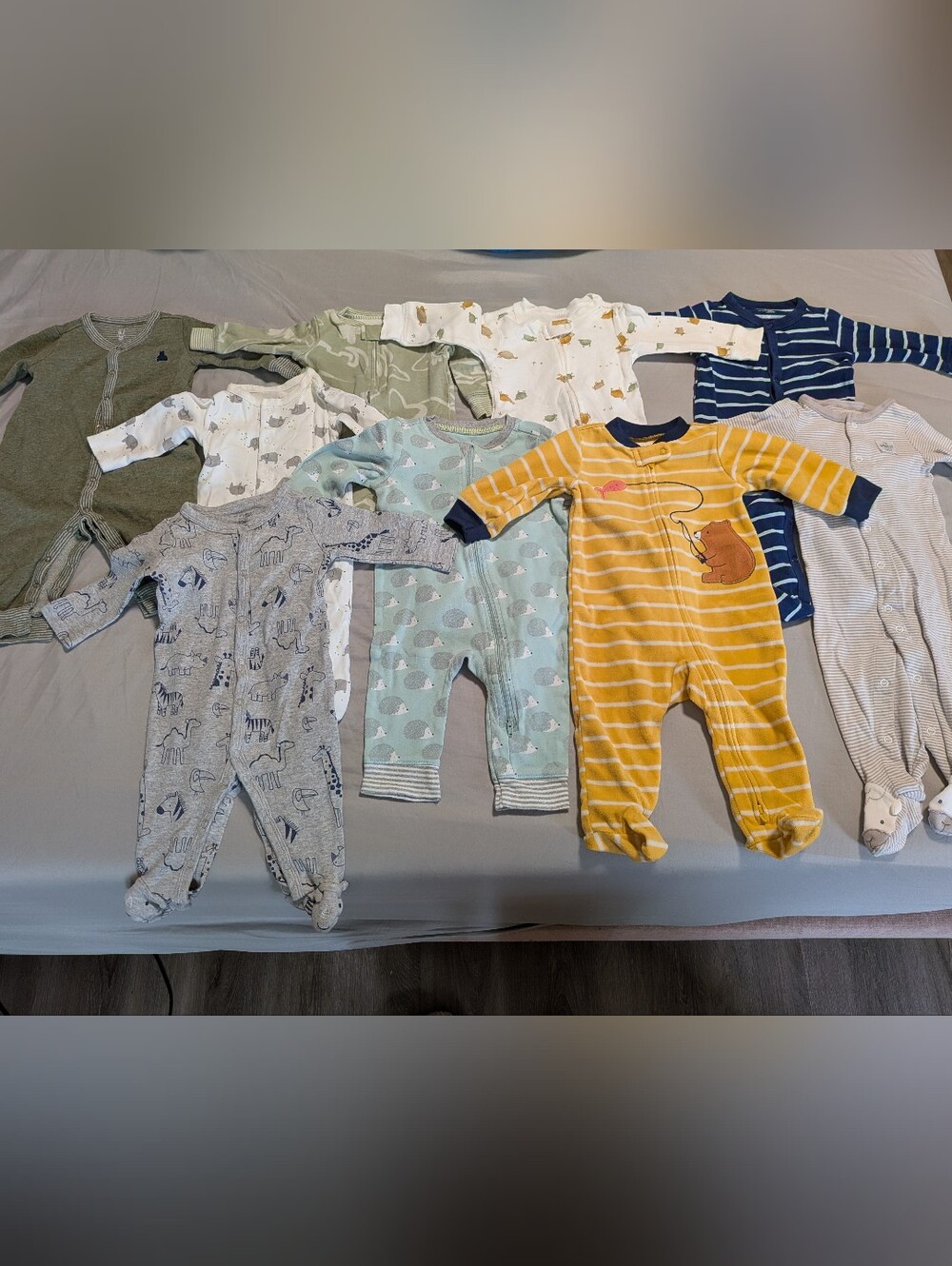6M Baby Boys Sleepers / Rompers Bundle 9 Pieces